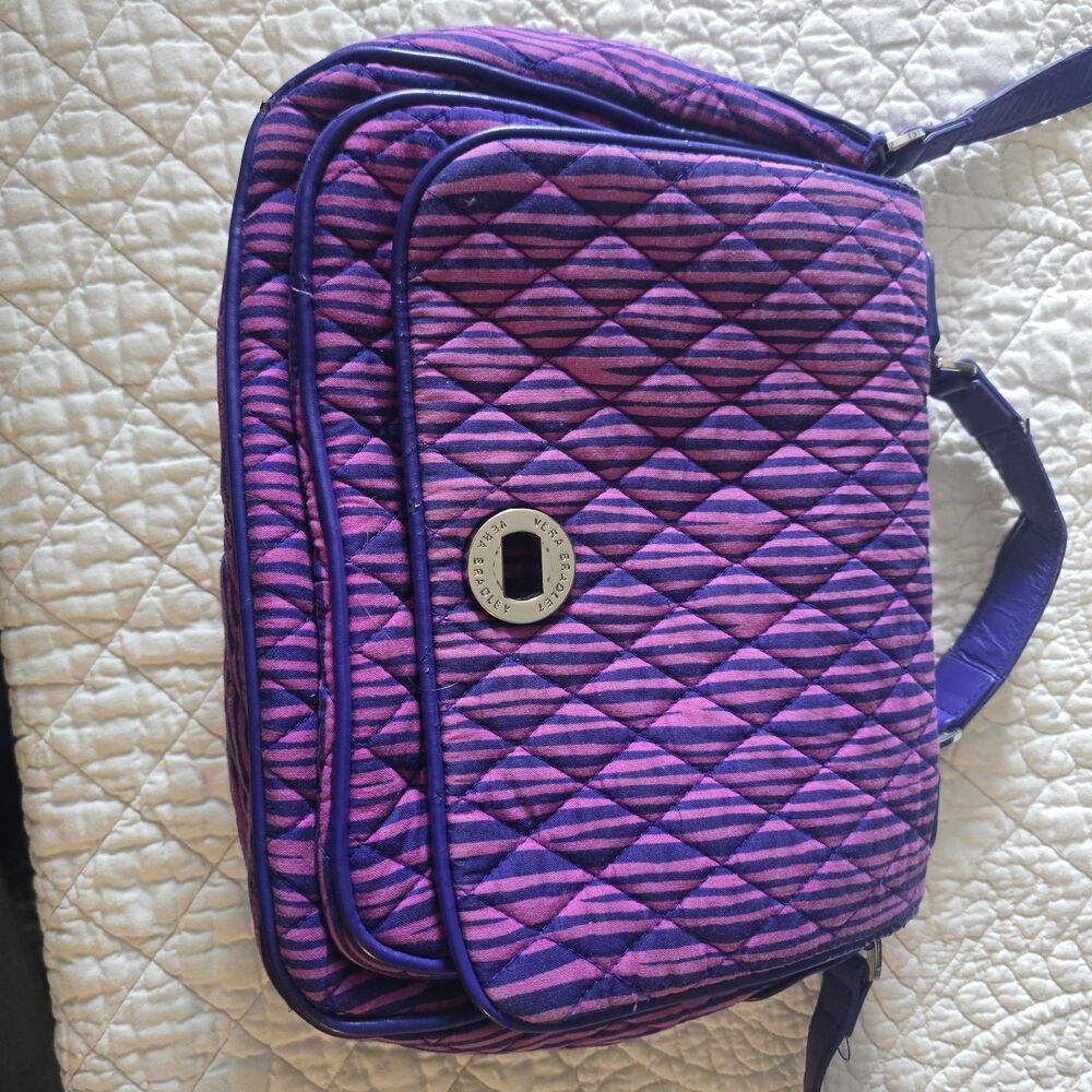 Vera Bradley Impressionista Stripe Turnlock Crossbody Bag Quilted FLAW
